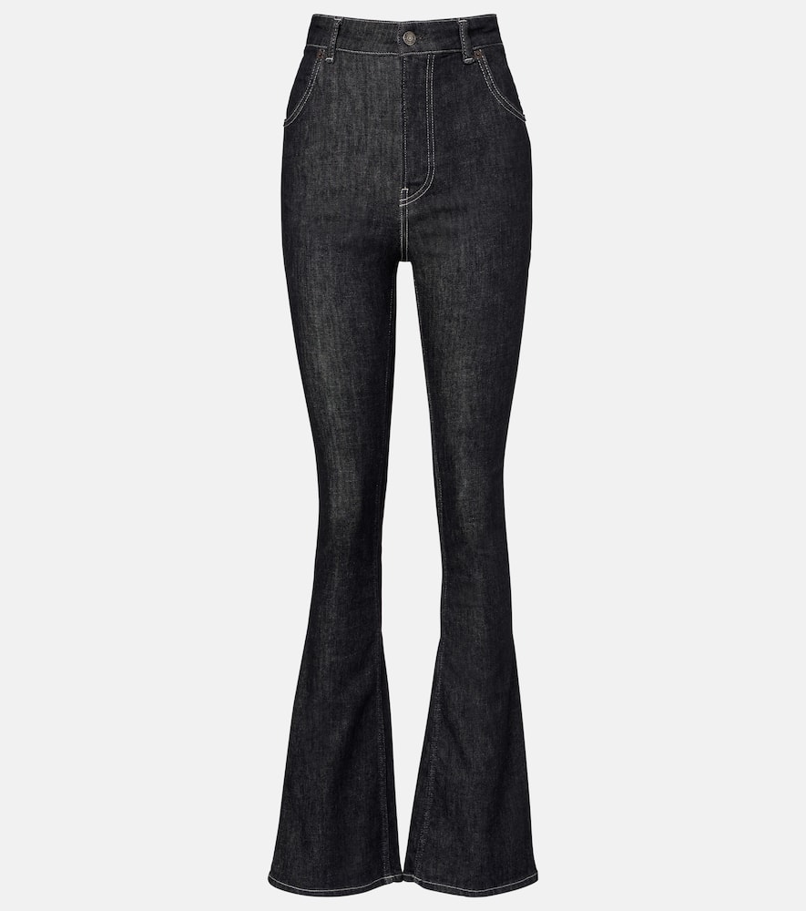 Acne Studios High-rise Cotton-blend Flared Pants In Black