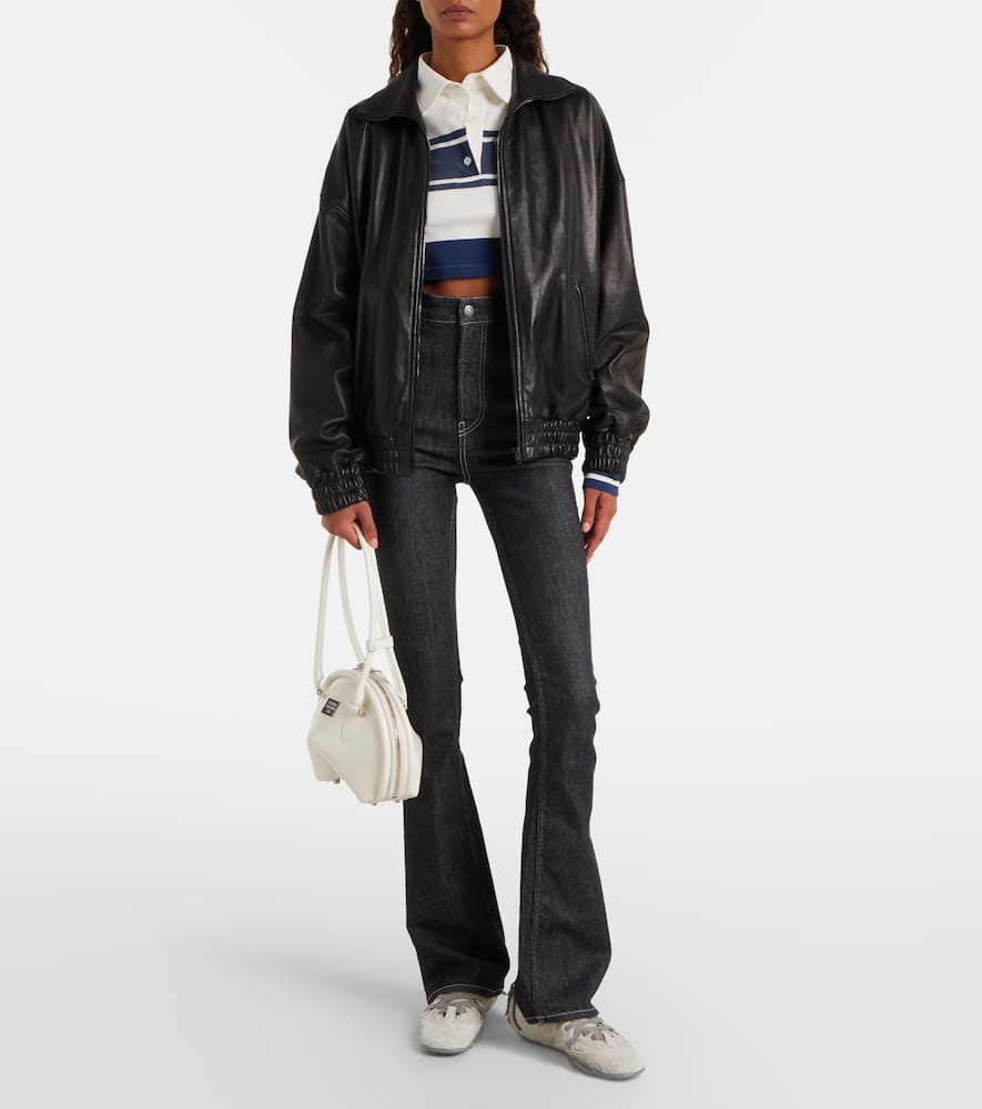 Acne Studios High-rise Cotton-blend Flared Pants In Black
