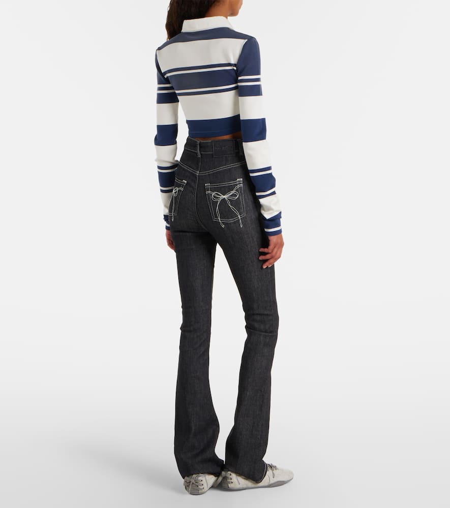 Acne Studios High-rise Cotton-blend Flared Pants In Black