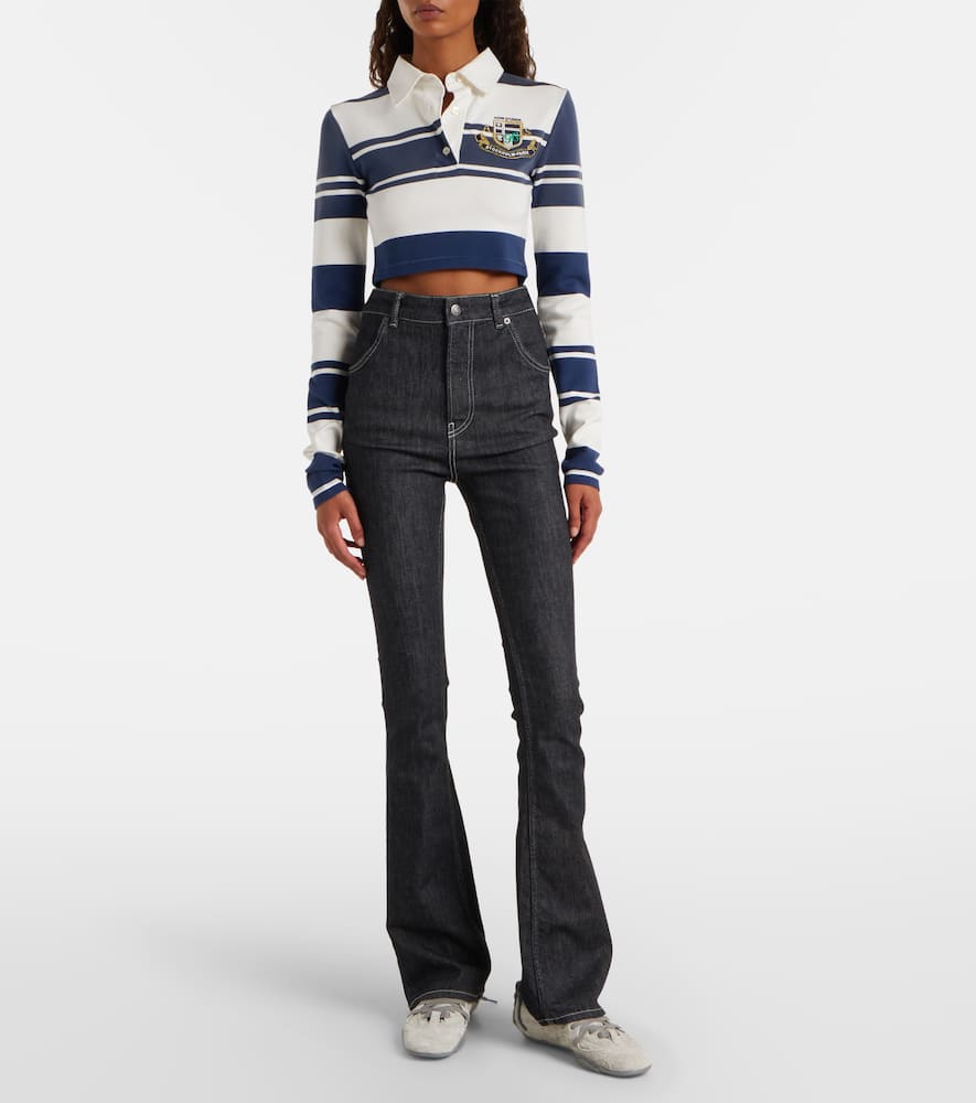 Acne Studios High-rise Cotton-blend Flared Pants In Black