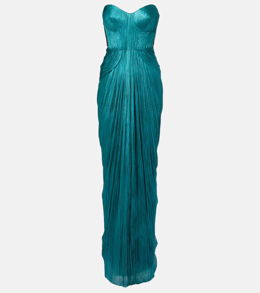 Maria Lucia Hohan Caly Silk Mousseline Bustier Gown In Animal Print