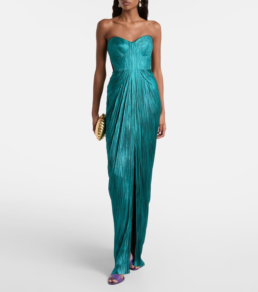 Maria Lucia Hohan Caly Silk Mousseline Bustier Gown In Animal Print