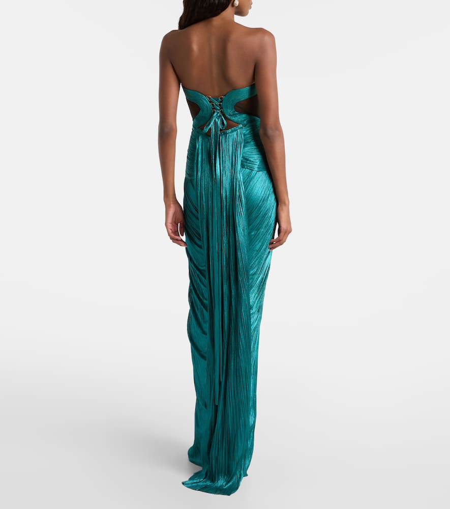 Maria Lucia Hohan Caly Silk Mousseline Bustier Gown In Animal Print