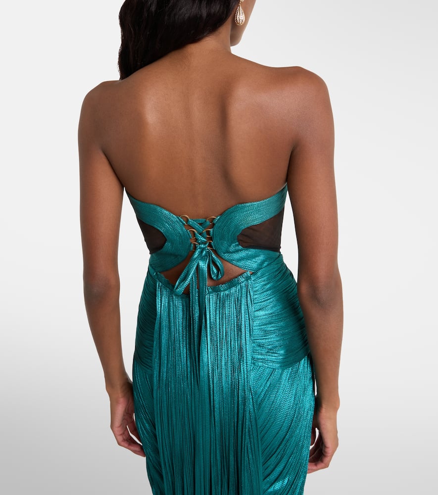 Maria Lucia Hohan Caly Silk Mousseline Bustier Gown In Animal Print