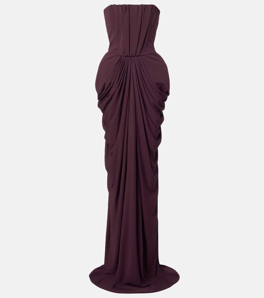 Stella Mccartney Strapless Crêpe Jersey Gown In Brown