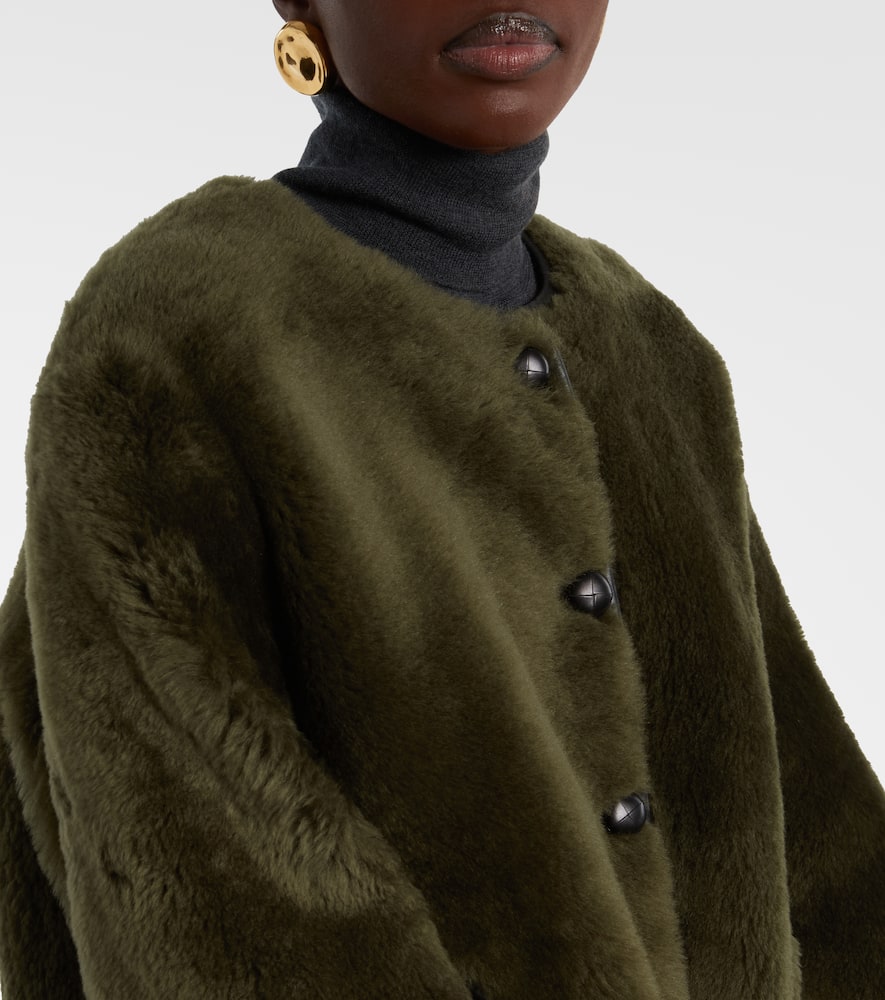 Blazé Milano Tatoosh Gliss Reversible Leather-trimmed Shearling Jacket In Green