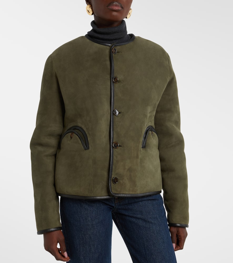 Blazé Milano Tatoosh Gliss Reversible Leather-trimmed Shearling Jacket In Green