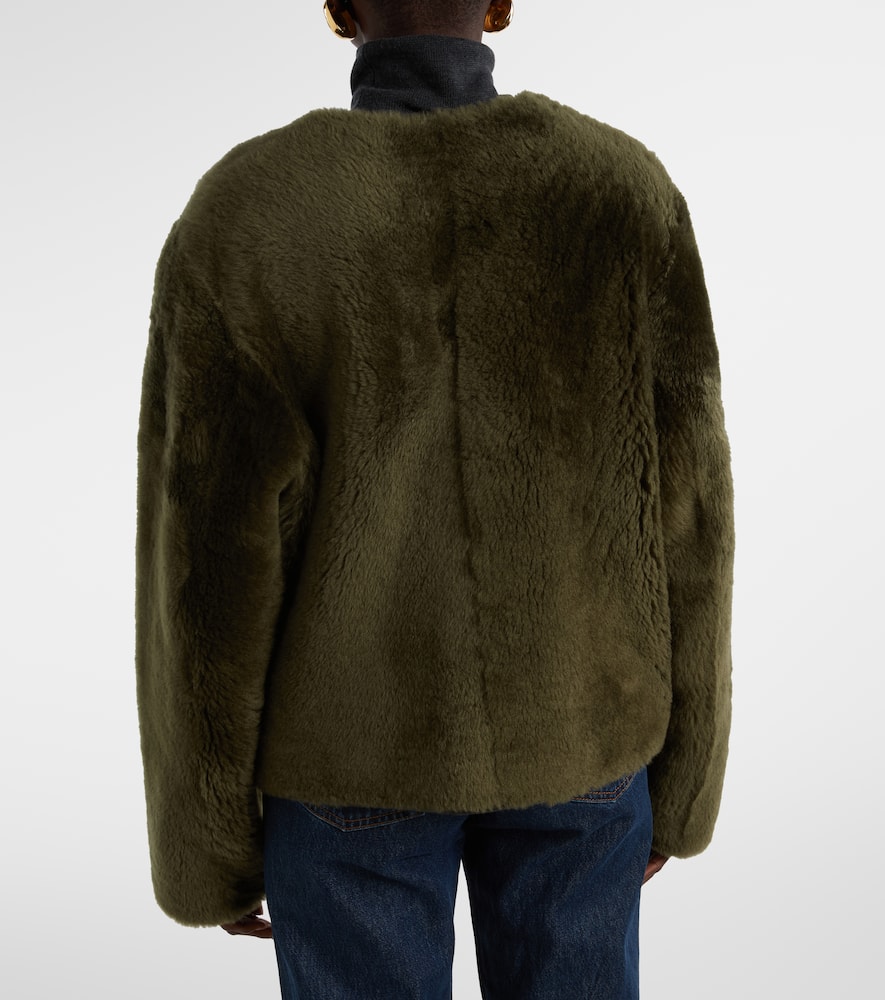Blazé Milano Tatoosh Gliss Reversible Leather-trimmed Shearling Jacket In Green