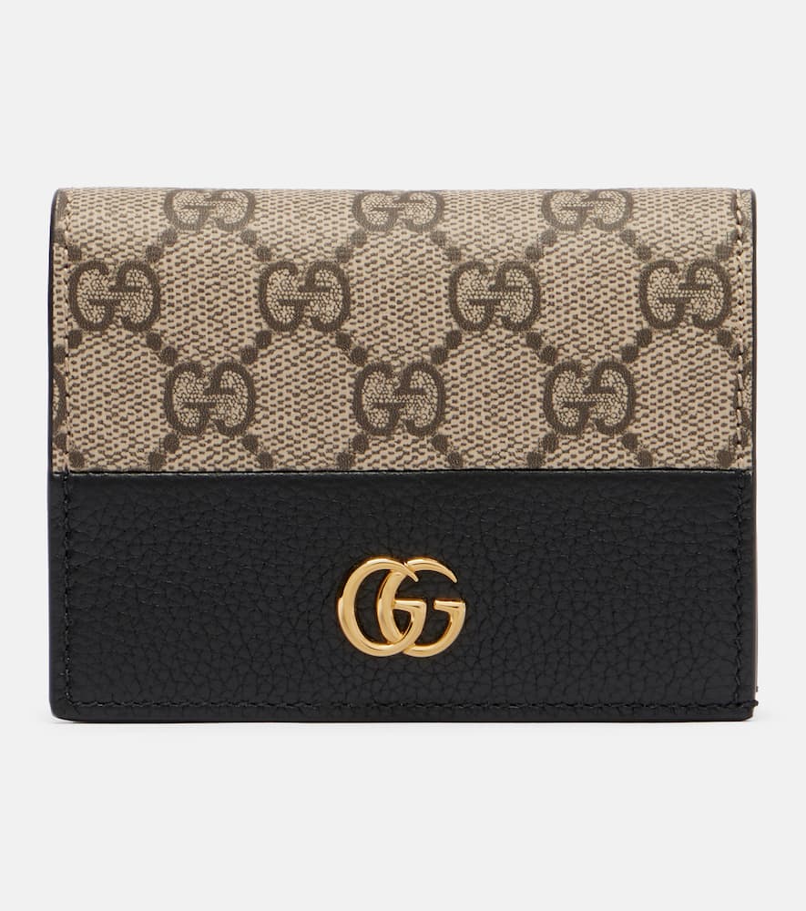 Gucci Double G Mini Leather Wallet In Black