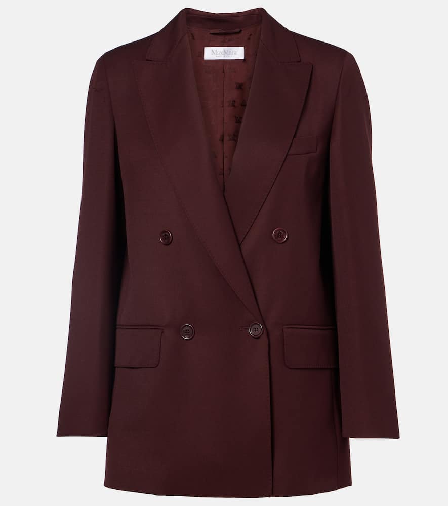 Max Mara Farad Double-breasted Virgin Wool Blazer In Burgundy
