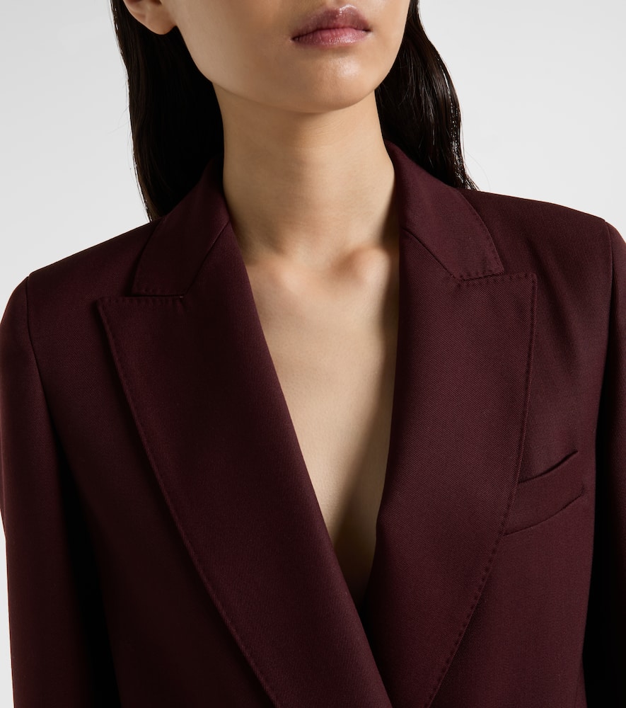 Max Mara Farad Double-breasted Virgin Wool Blazer In Burgundy
