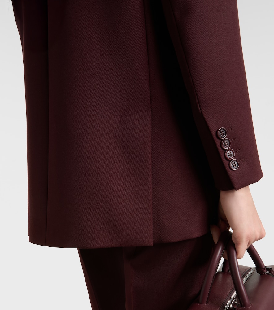 Max Mara Farad Double-breasted Virgin Wool Blazer In Burgundy