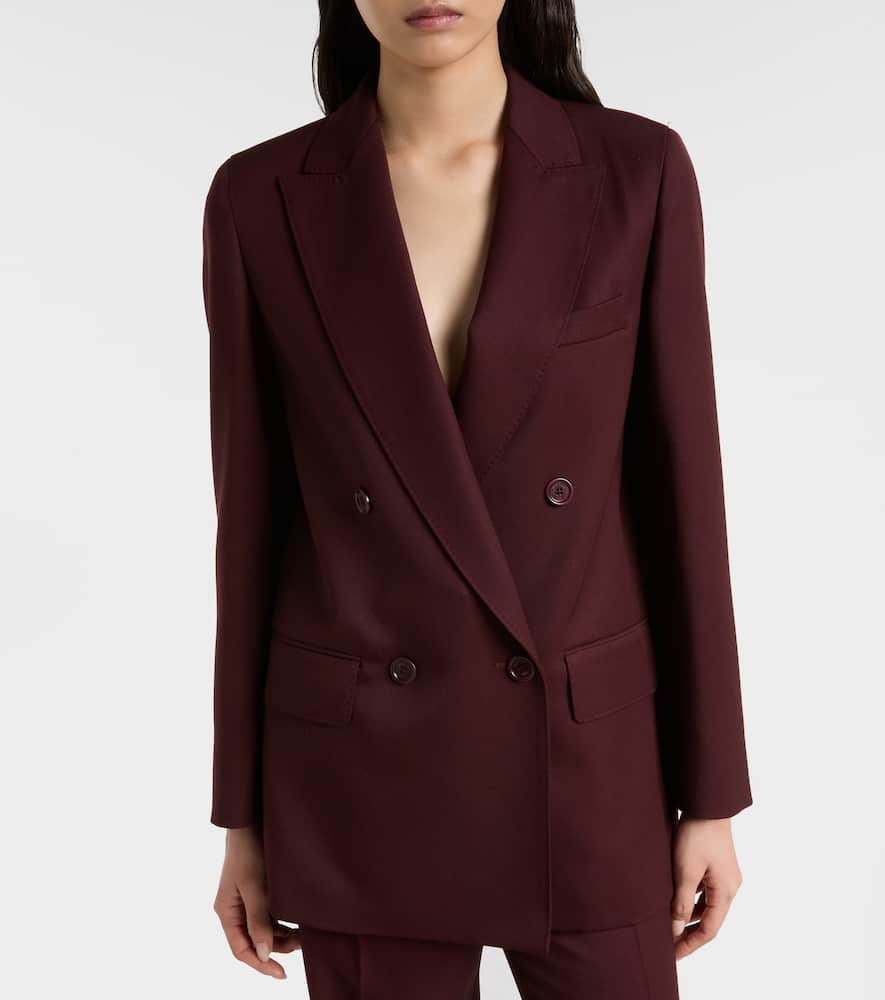 Max Mara Farad Double-breasted Virgin Wool Blazer In Burgundy