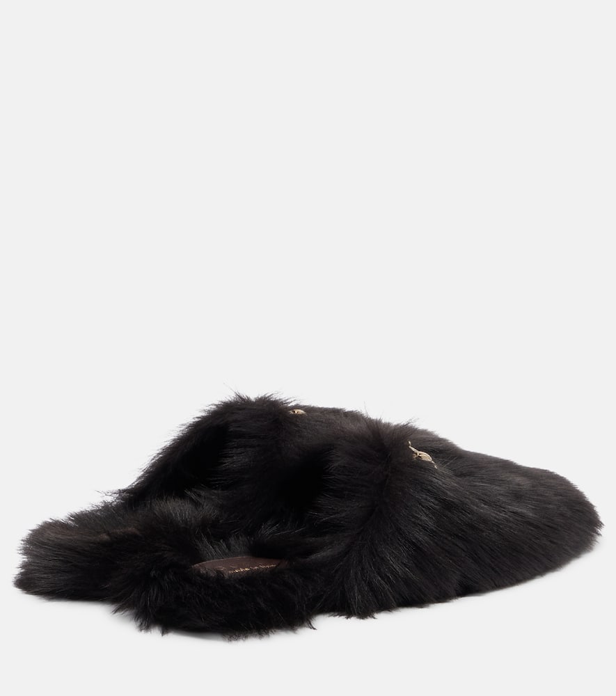 Gucci Slippers Horsebit Aus Shearling In Black