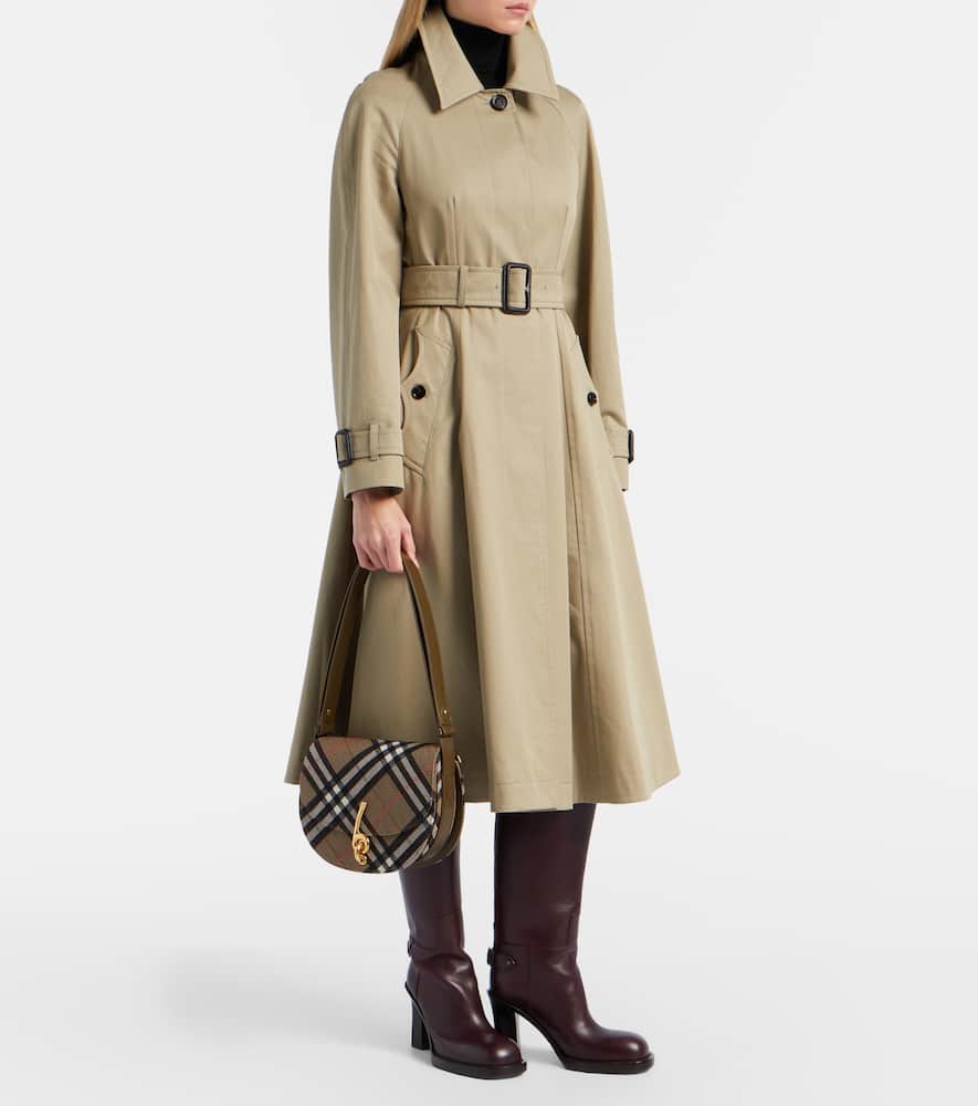 Burberry Women Bridle Canvas And Leather Check Shoulder Bag In Brown