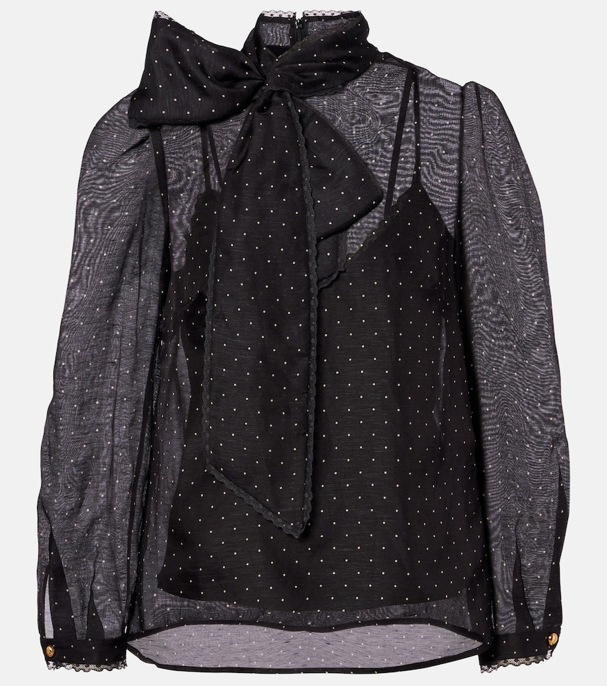 Zimmermann Polka-dot linen and silk blouse