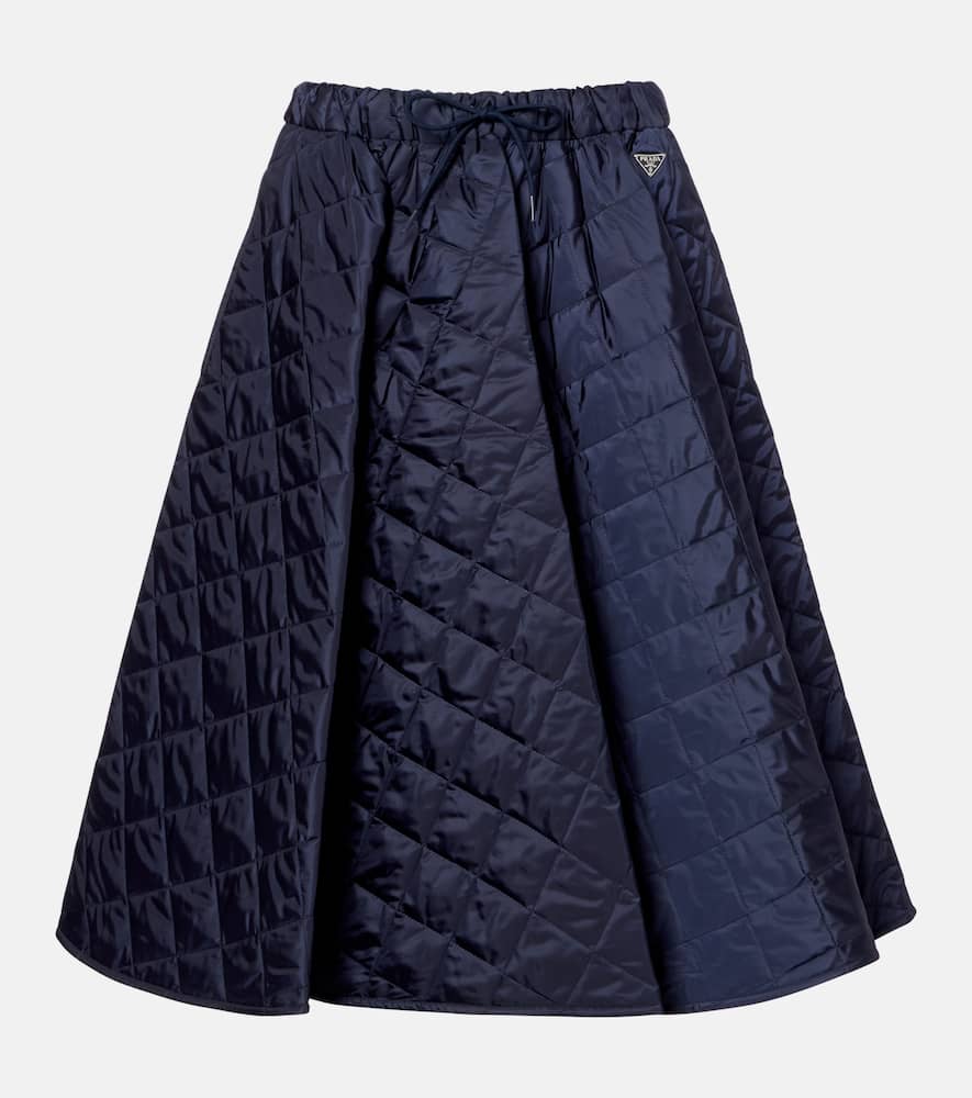 Prada Re-nylon Quilted Midi Skirt In Blue