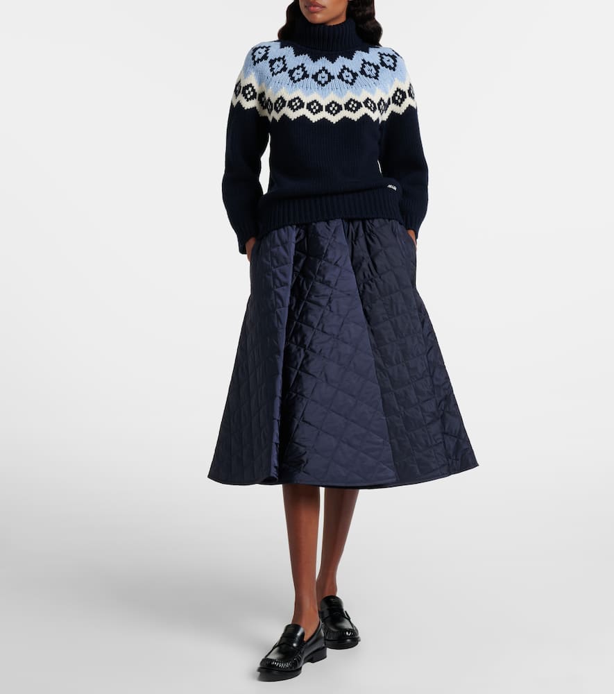 Prada Re-nylon Quilted Midi Skirt In Blue
