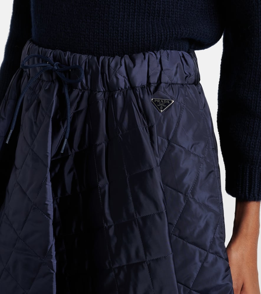 Prada Re-nylon Quilted Midi Skirt In Blue
