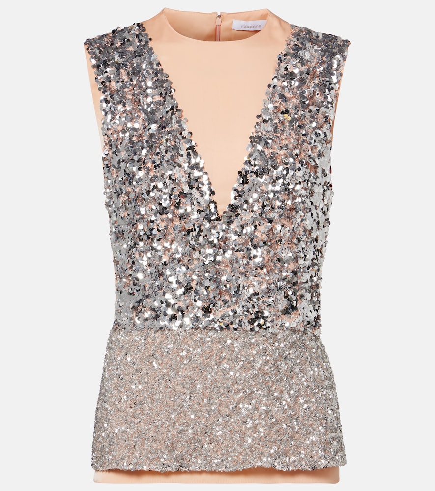 Rabanne Sequined jersey top