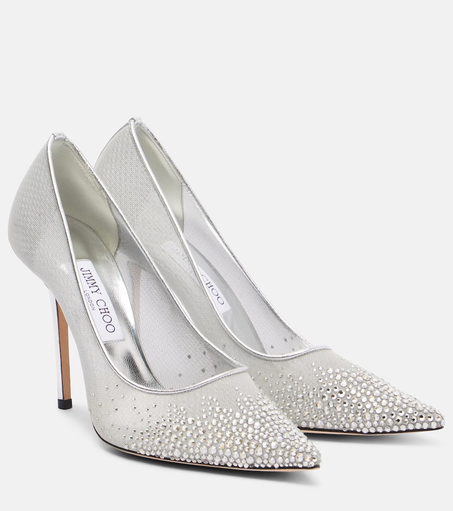 Jimmy Choo Love 100 Crystal-embellished Pumps In Silver