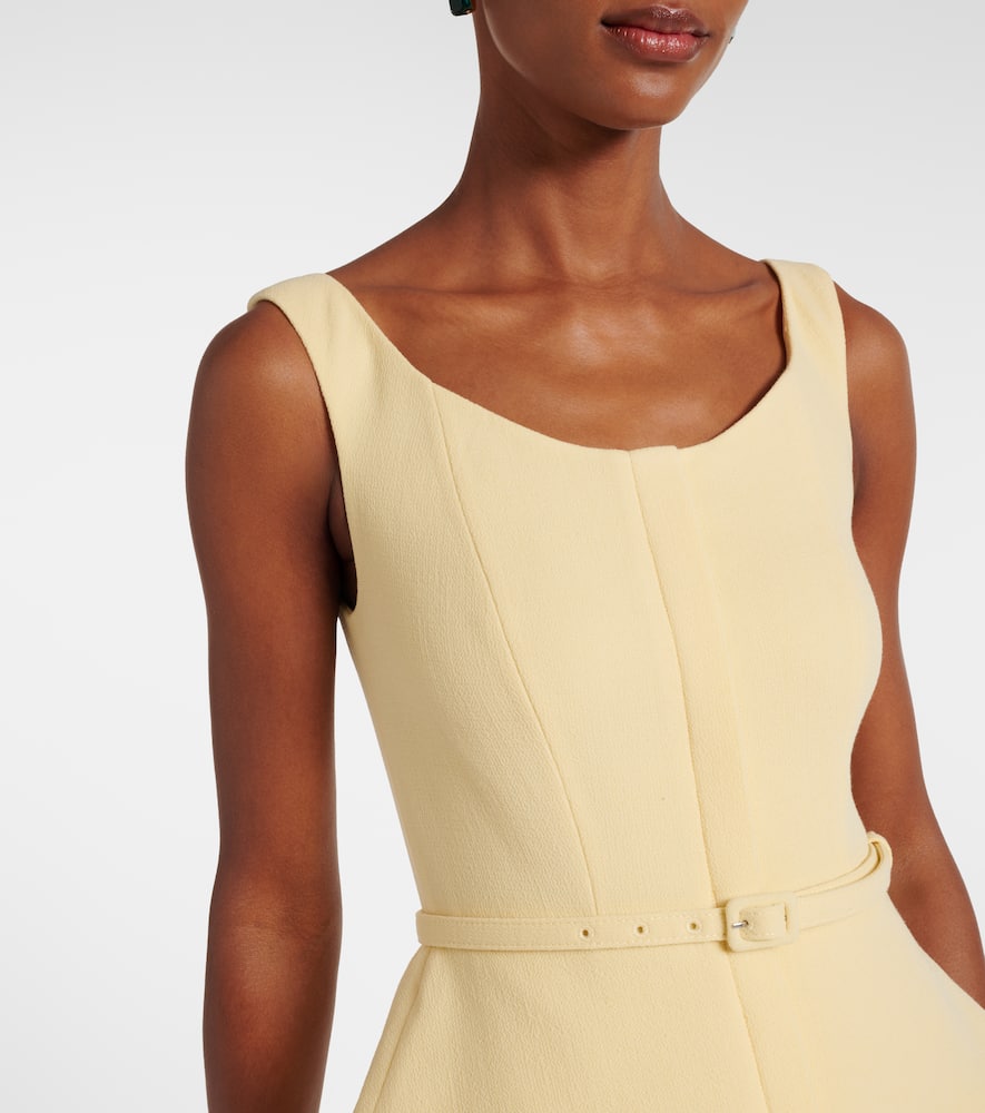 Roland Mouret Peplum Wool Crêpe Midi Dress In Yellow