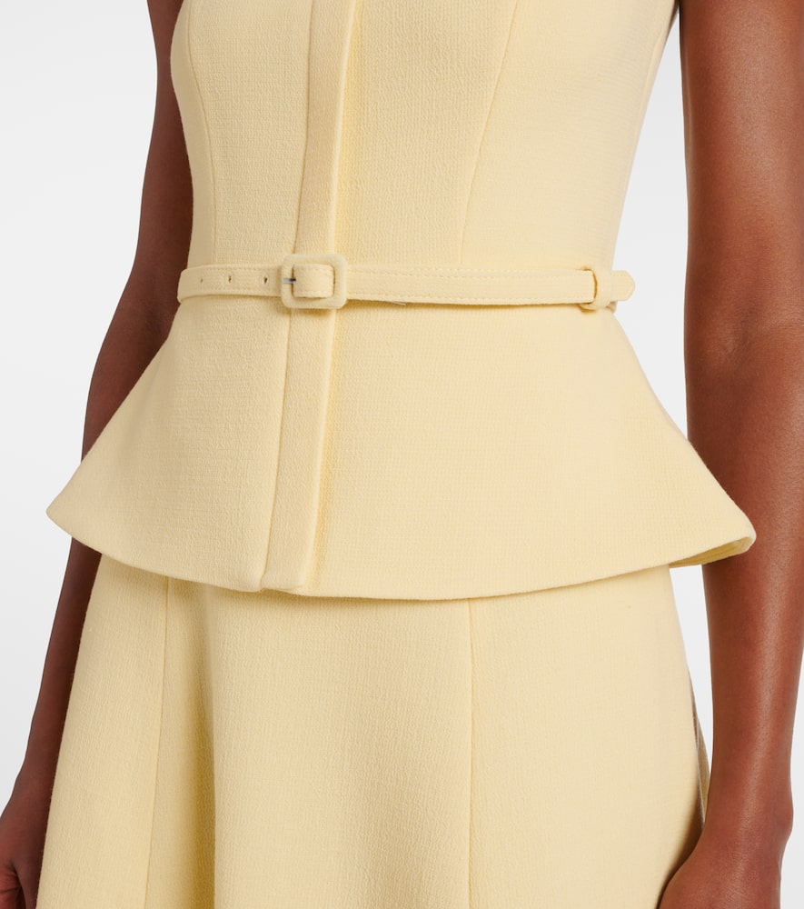 Roland Mouret Peplum Wool Crêpe Midi Dress In Yellow