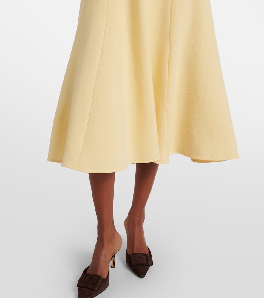 Roland Mouret Peplum Wool Crêpe Midi Dress In Yellow