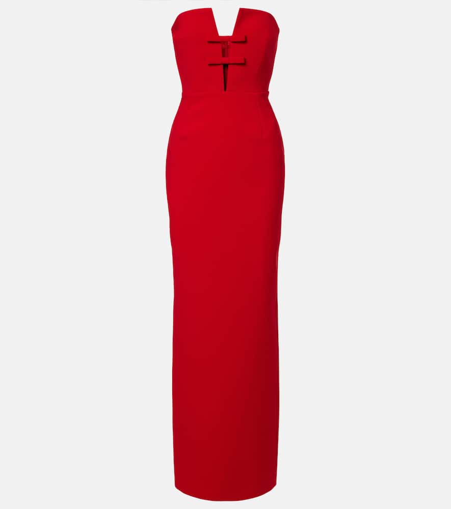 The New Arrivals Ilkyaz Ozel Noa Bow-detail Strapless Gown In Red