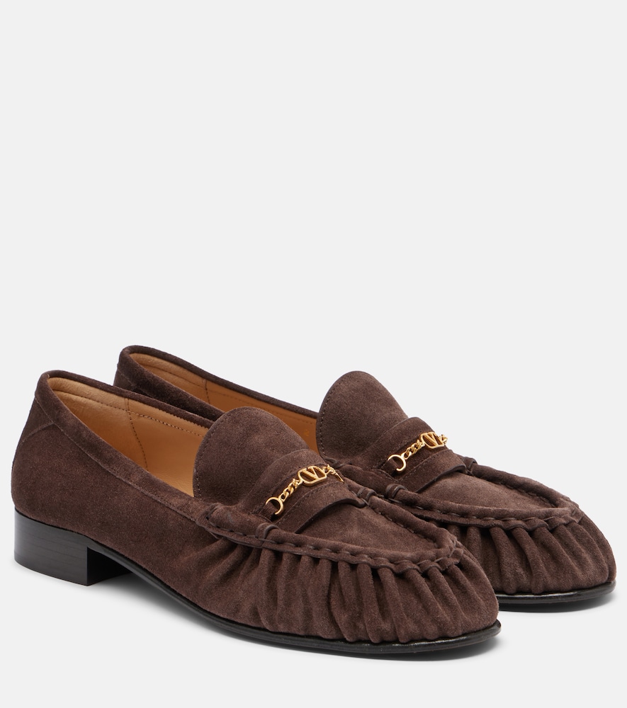 Valentino Garavani Women's Brown Vlogo Suede Loafers UK Size 7 - Mytheresa