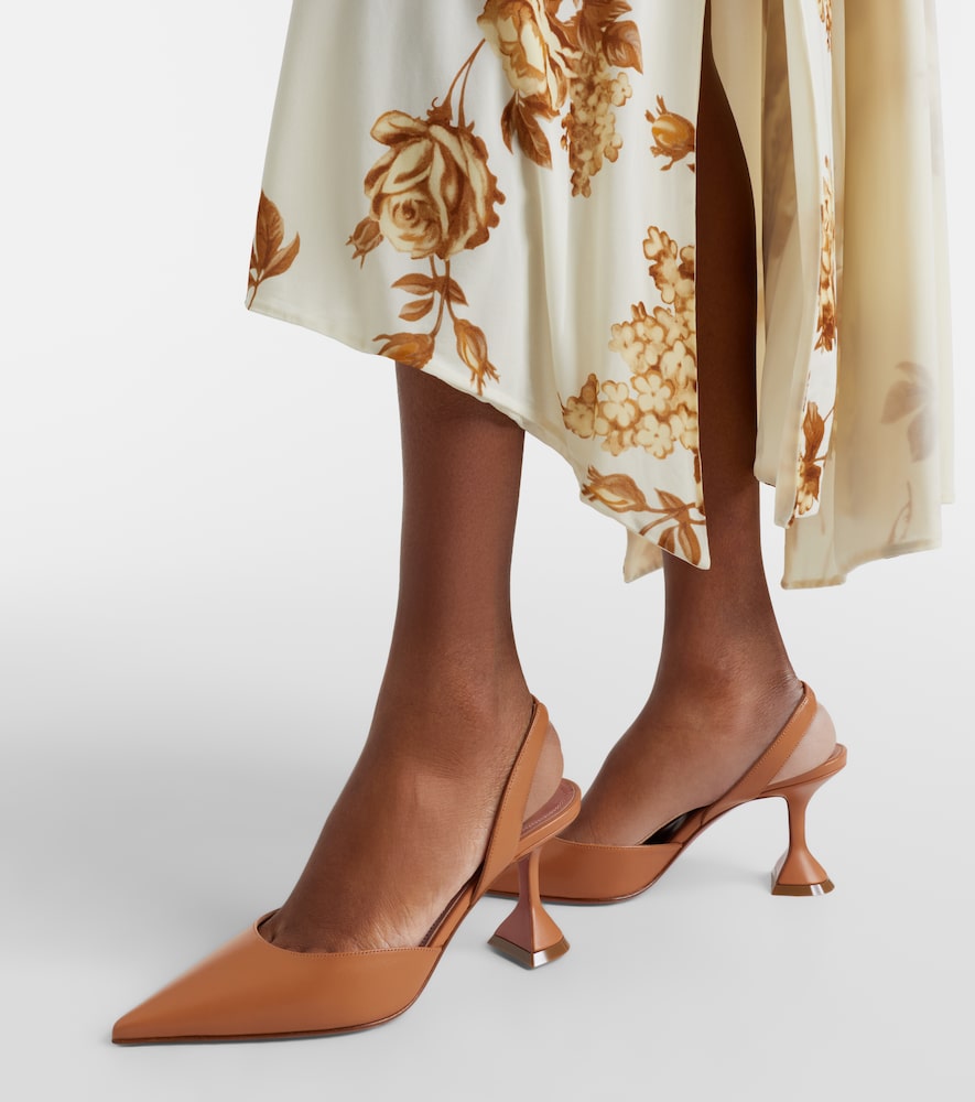 Amina Muaddi Holli 70 leather slingback pumps