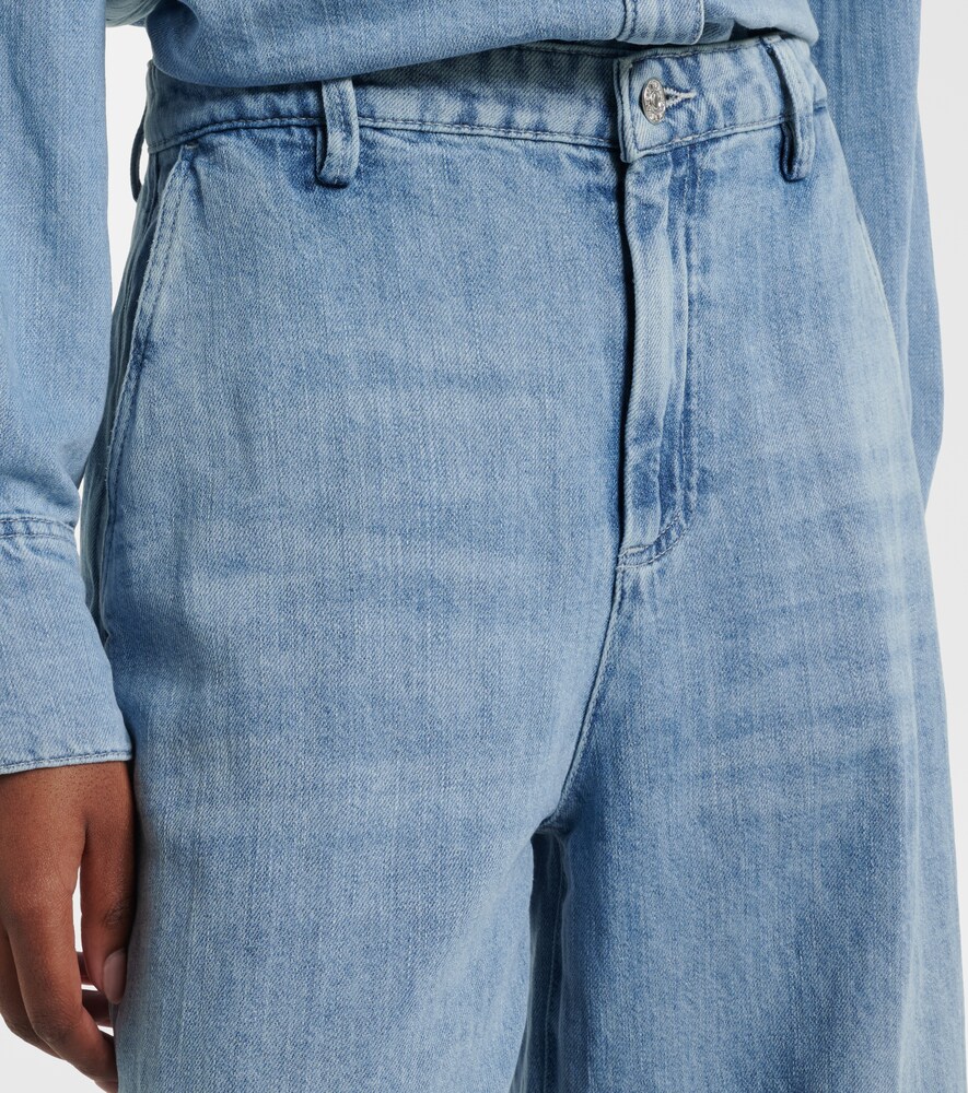  7 For All Mankind 7 For All Mankind Mid-rise Wide-leg Jeans Aus Baumwolle Und Leinen 