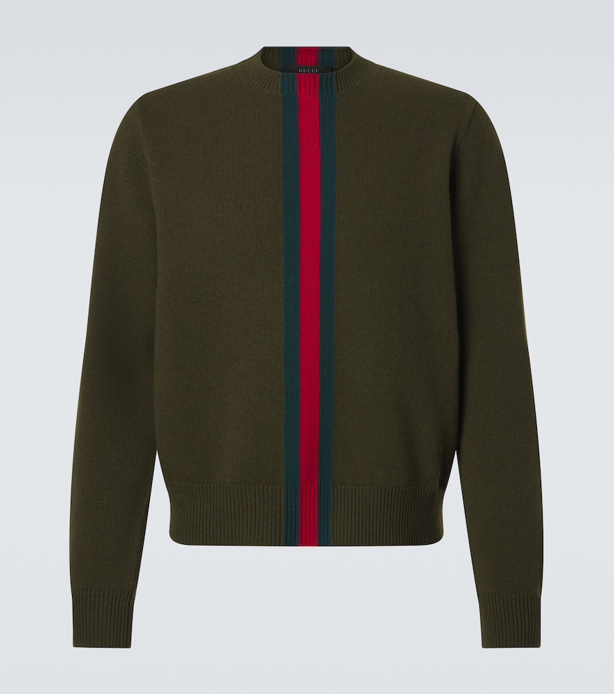 Gucci Uomo Pullover Web Stripe In Lana Verde It Taglia 48- Mytheresa