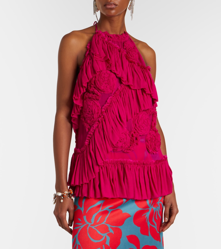  Dries Van Noten Dries Van Noten Floral-appliquã© Ruffled Top 