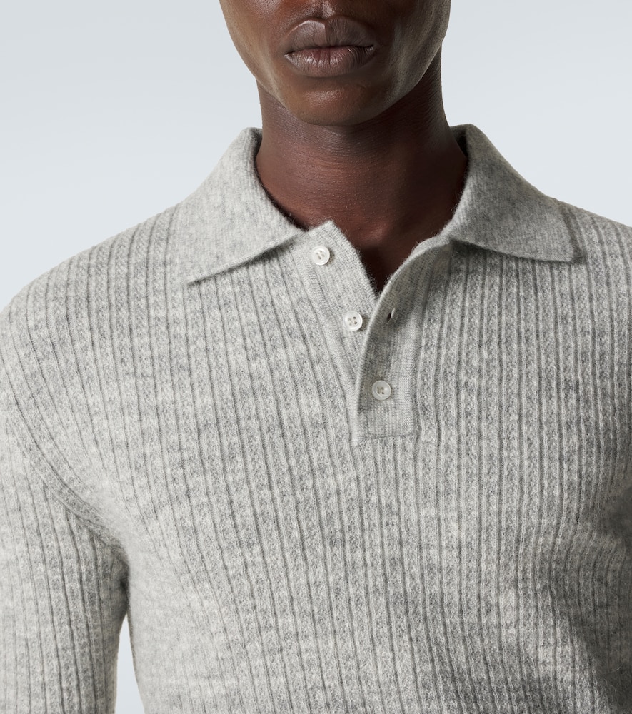Gradient Mohair-Blend Polo Sweater