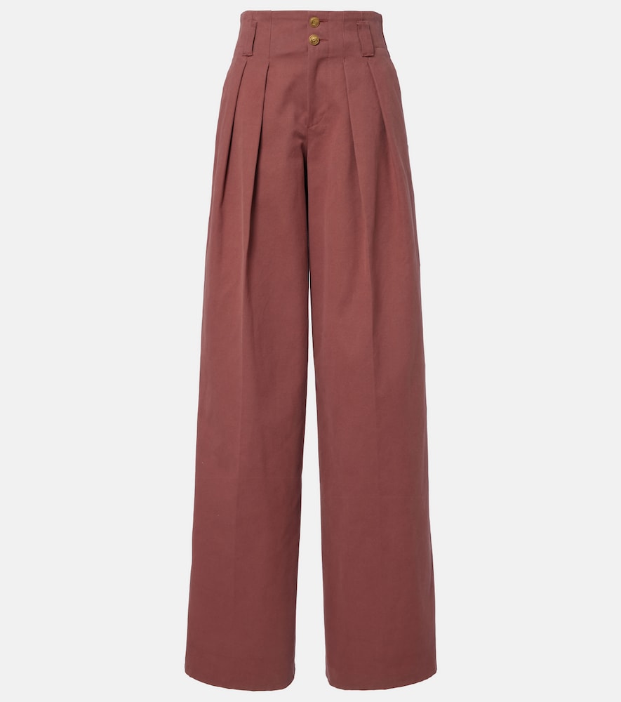 Chloé Pantaloni in cotone a gamba larga
