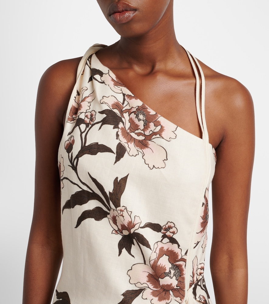  Sir Sir Floral One-shoulder Linen Minidress 