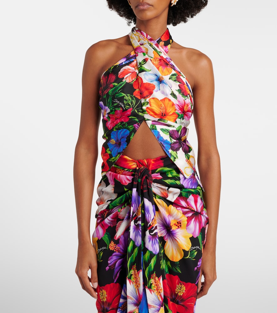 Dolce & Gabbana Floral scarf-detail silk top