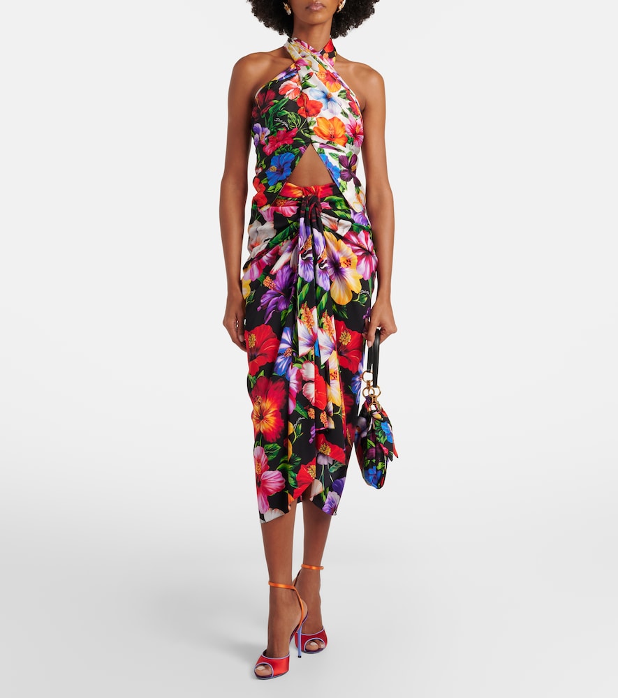 Dolce&Gabbana Floral Scarf-Detail Top