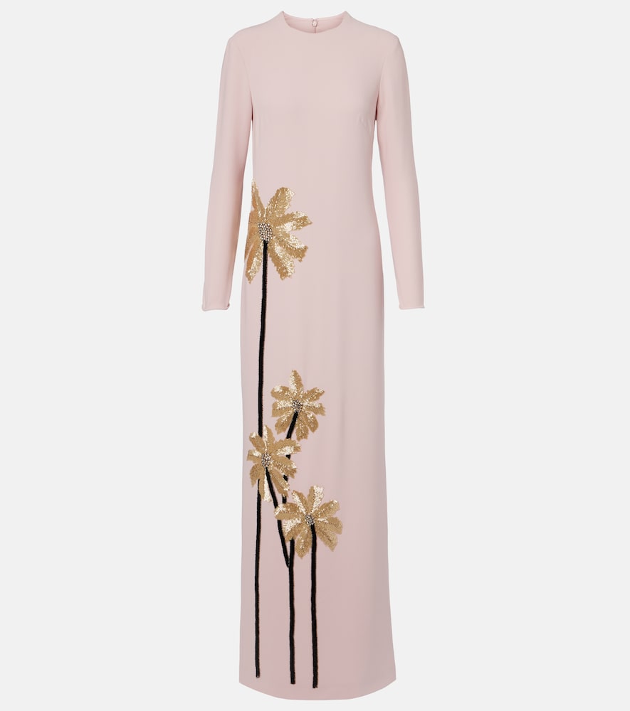 Costarellos Women's Pink Nevina Crystal-Embellished Crepe Gown UK Size 14 - Mytheresa