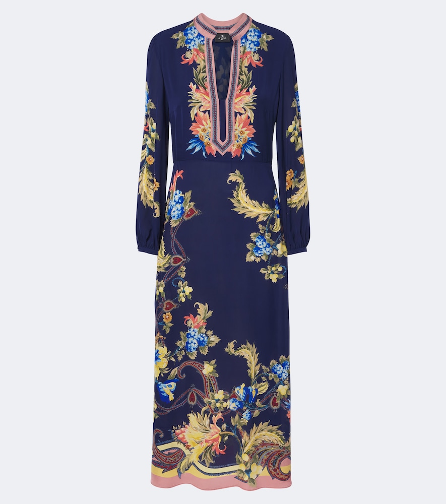Etro Floral Maxi Dress In Blue