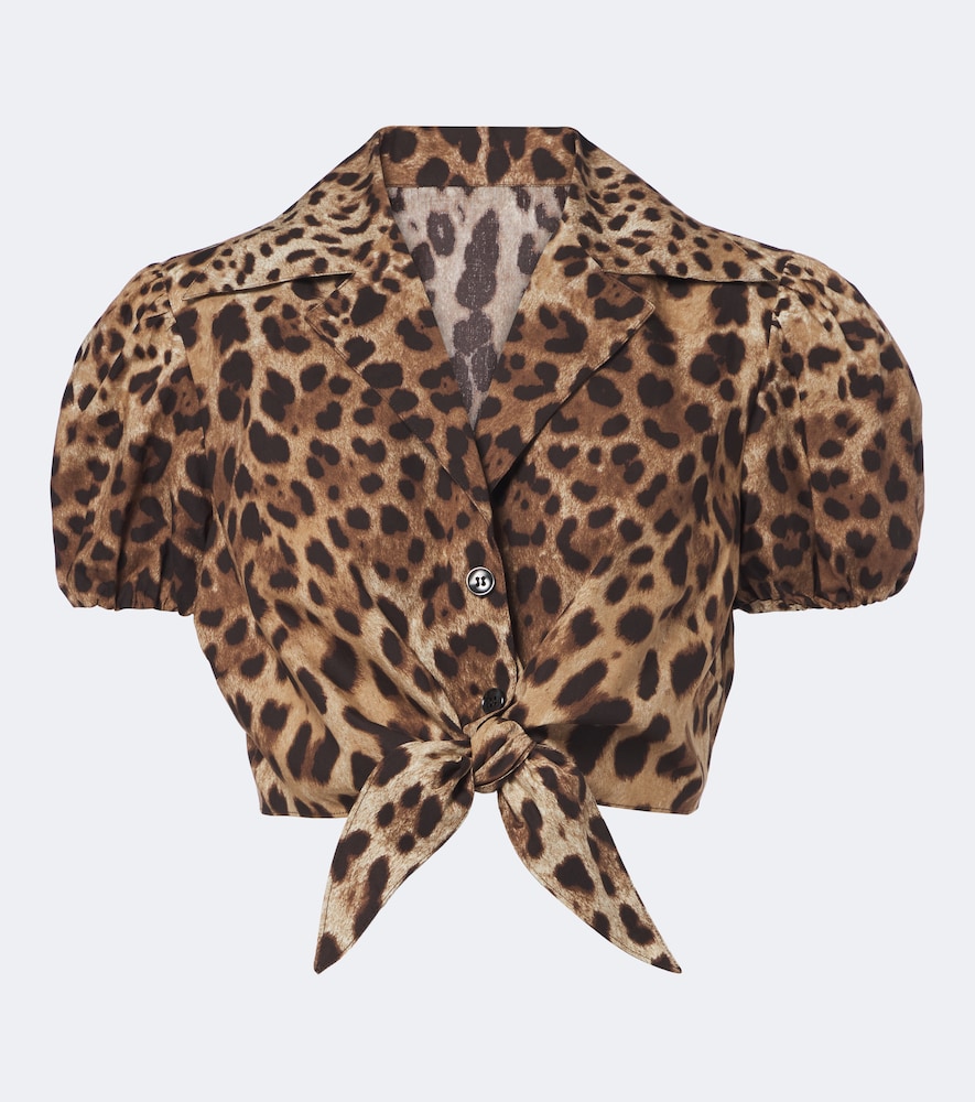Dolce&Gabbana Donna Top Cropped In Cotone Con Stampa Leopardata Marrone It Taglia 54- Mytheresa