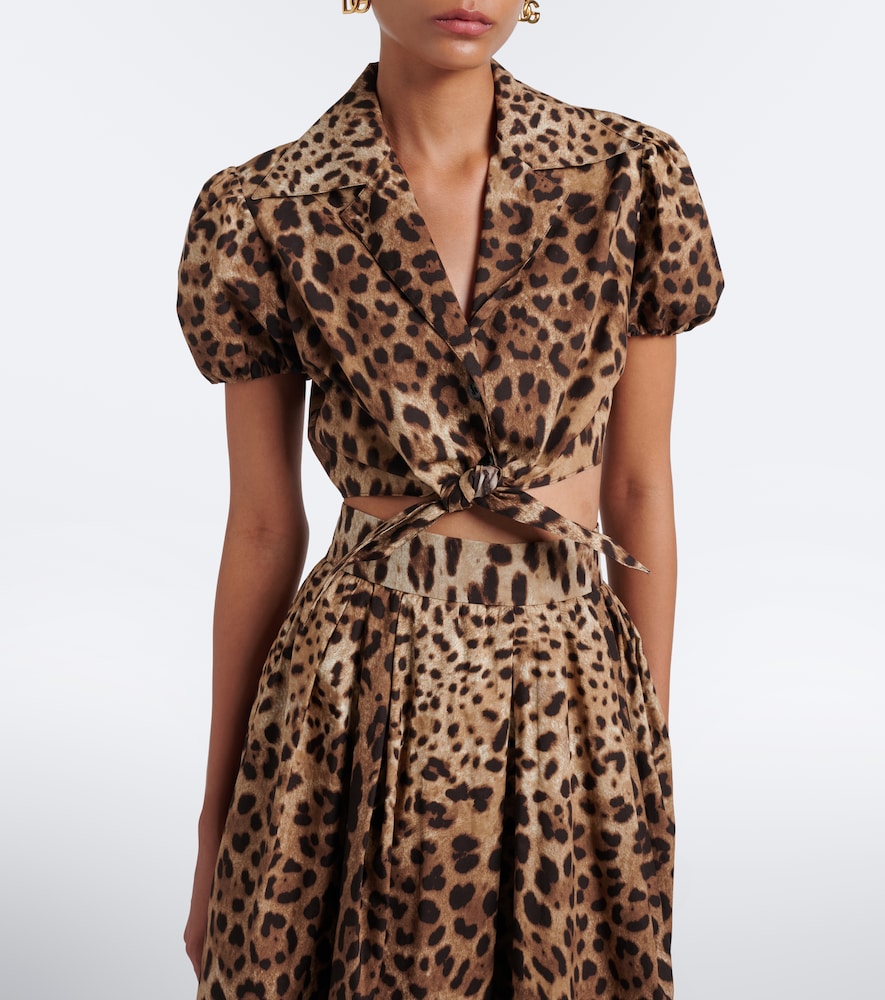 Dolce&Gabbana Leopard-Print Cotton Crop Top