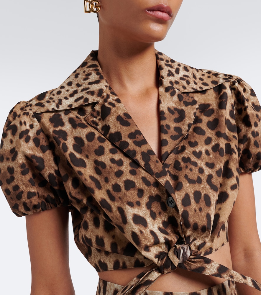 Dolce&Gabbana Leopard-Print Cotton Crop Top