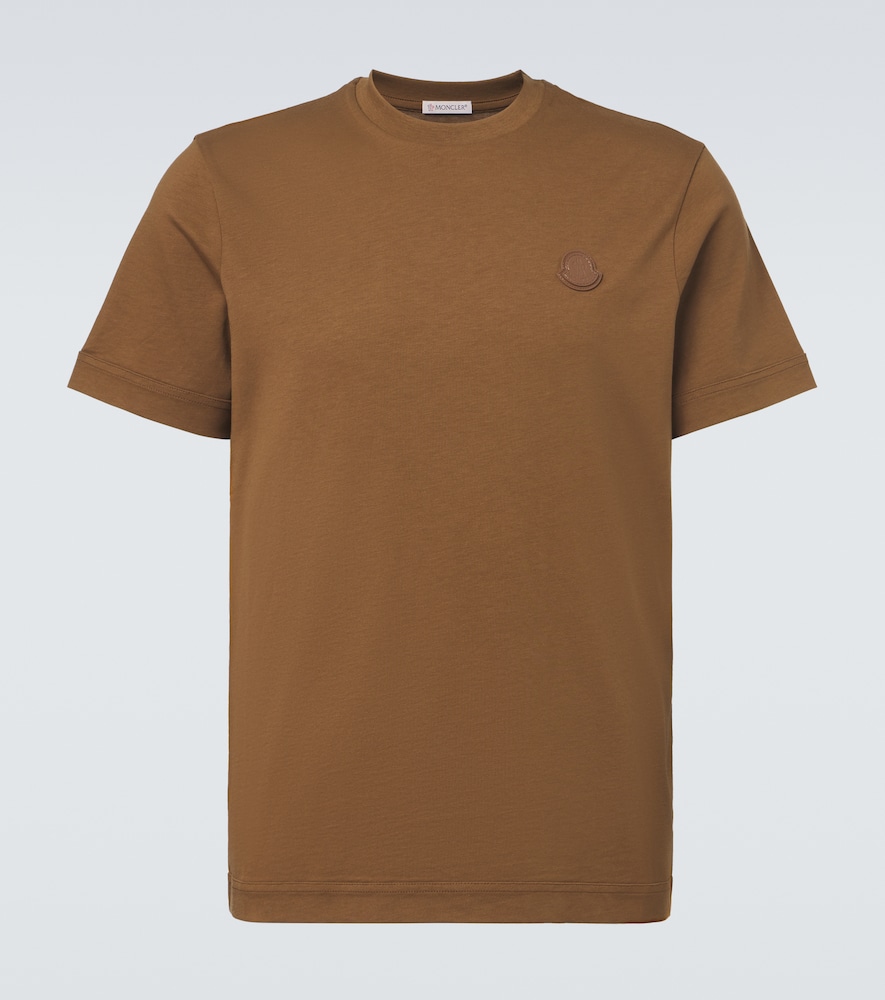 Moncler eather-trimmed cotton jersey T-shirt