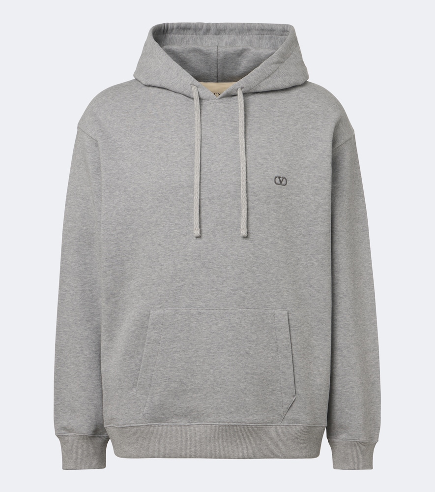 Valentino Men's Grey Vlogo Cotton Jersey Hoodie UK Size 42 - Mytheresa