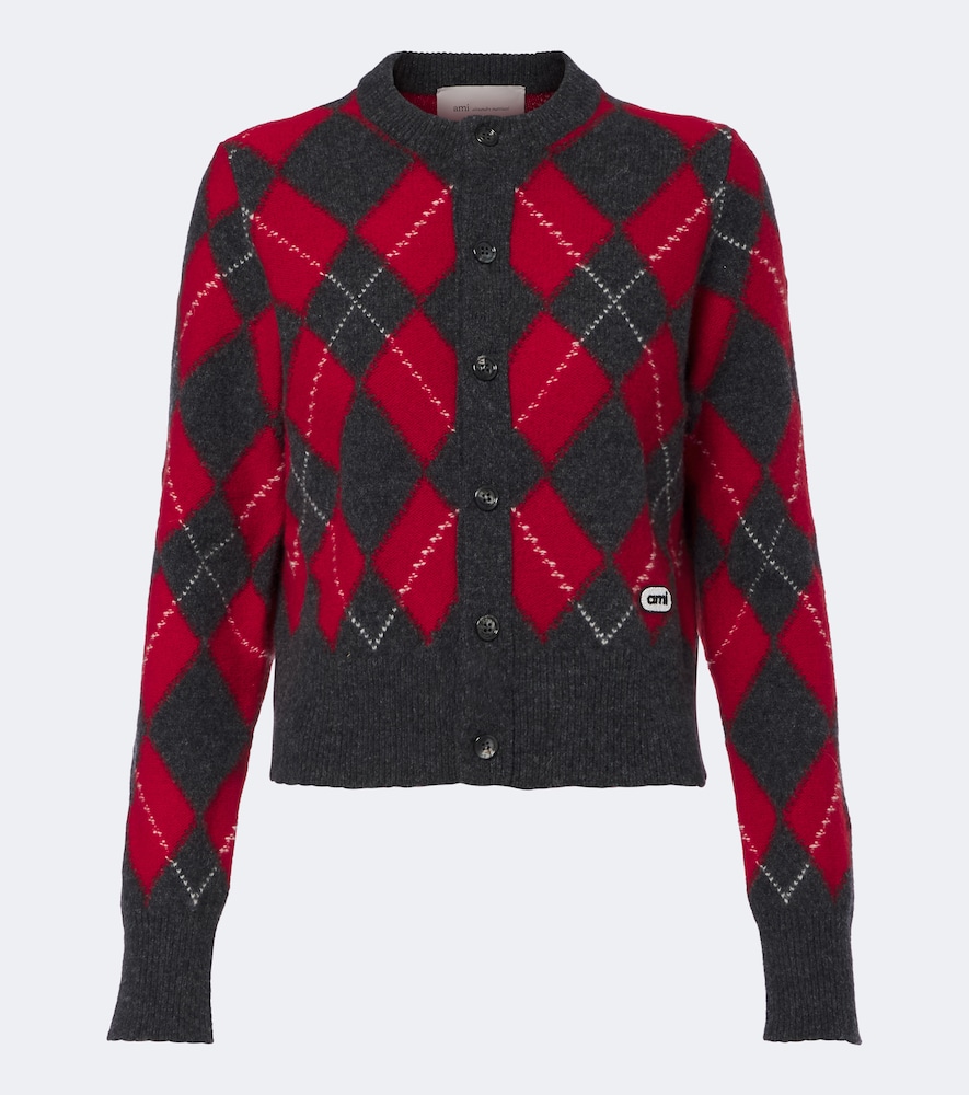 Cardigan in lana a rombi