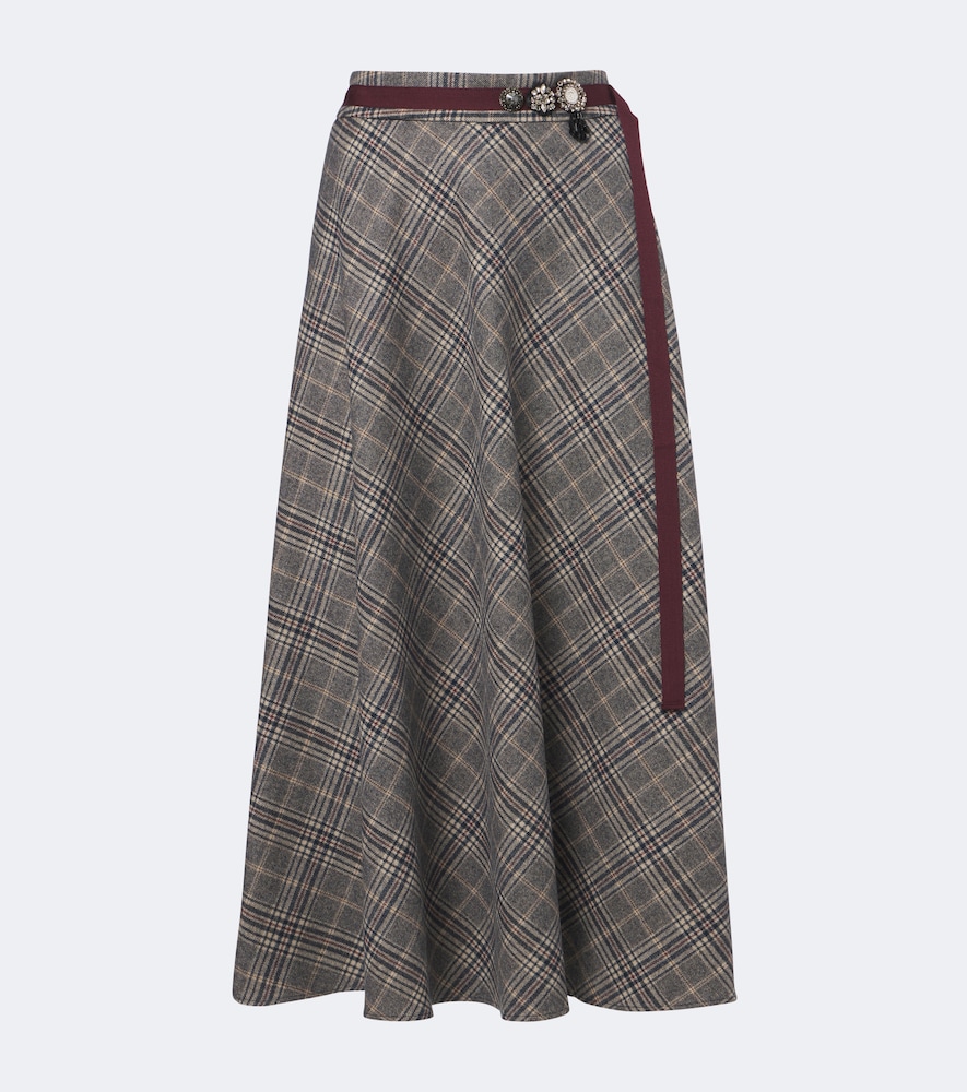 'S Max Mara Jupe midi en laine vierge à carreaux