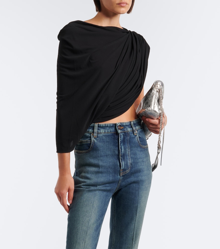 Draped One-Shoulder Jersey Top