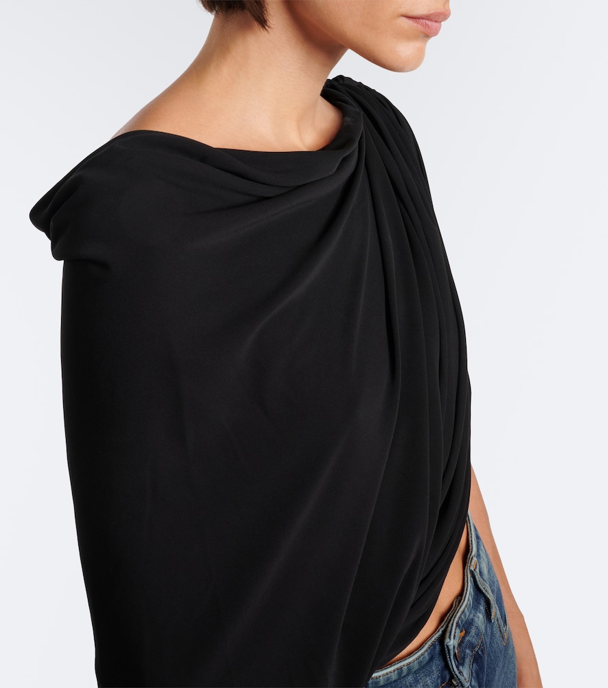 Draped One-Shoulder Jersey Top